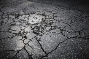 cracked parking lot asphalt