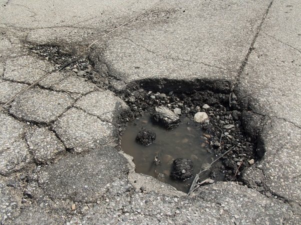 pothole in road